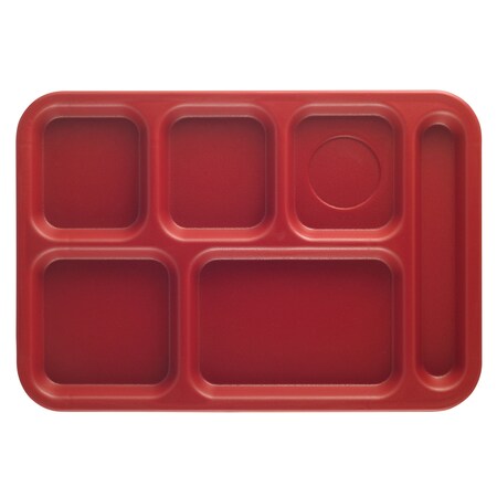 Cambro Penny Saver-Co-Polmer 10"x14.5" School Compartment Cranberry Tray, PK24 PS1014416